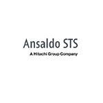 Alternative text: Ansaldo STS logo, a subsidiary of Hitachi Group, representing innovation in railway signaling and transportation solutions.
