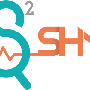 Logo for S²SHM, featuring a stylized 'S' and 'SHM' with a heartbeat line, representing health management and innovation in the medical field.