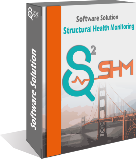 Box art for Software Solution for Structural Health Monitoring (SHM) featuring a rendering of the Golden Gate Bridge, with S2 and SHM branding.