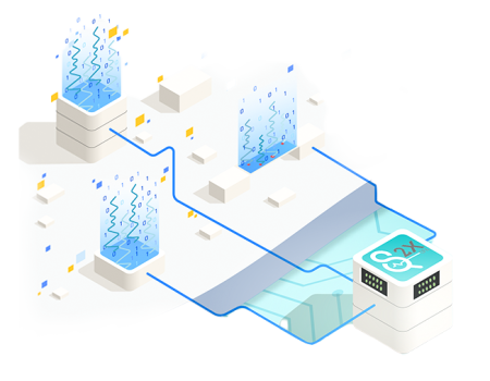 Graphical representation of data flow between servers, illustrating connectivity and data exchange in a modern digital environment.