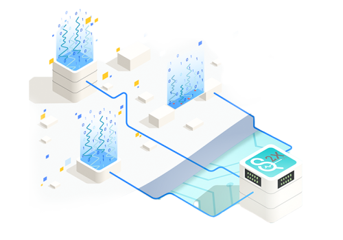 Graphical representation of data flow between servers, illustrating connectivity and data exchange in a modern digital environment.